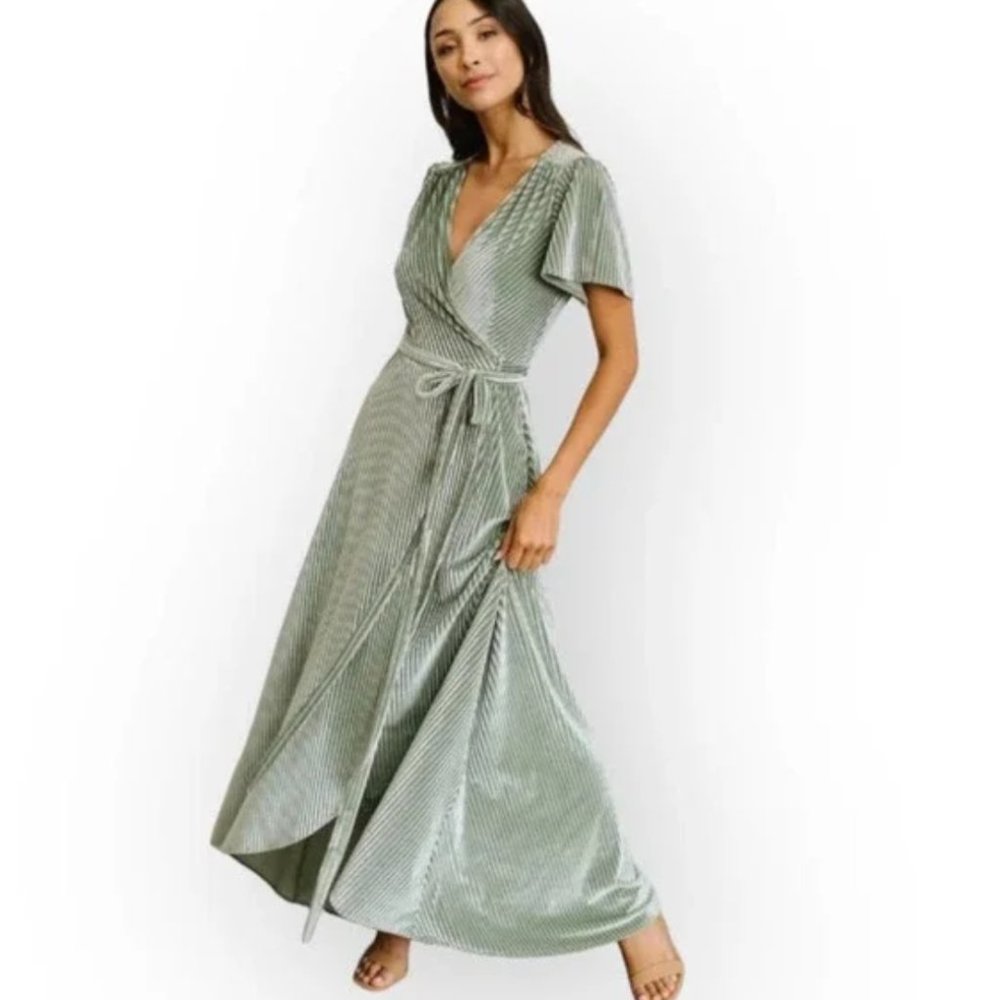 Baltic Born Andi Ribbed Velvet Wrap Dress - Picture 1 of 4